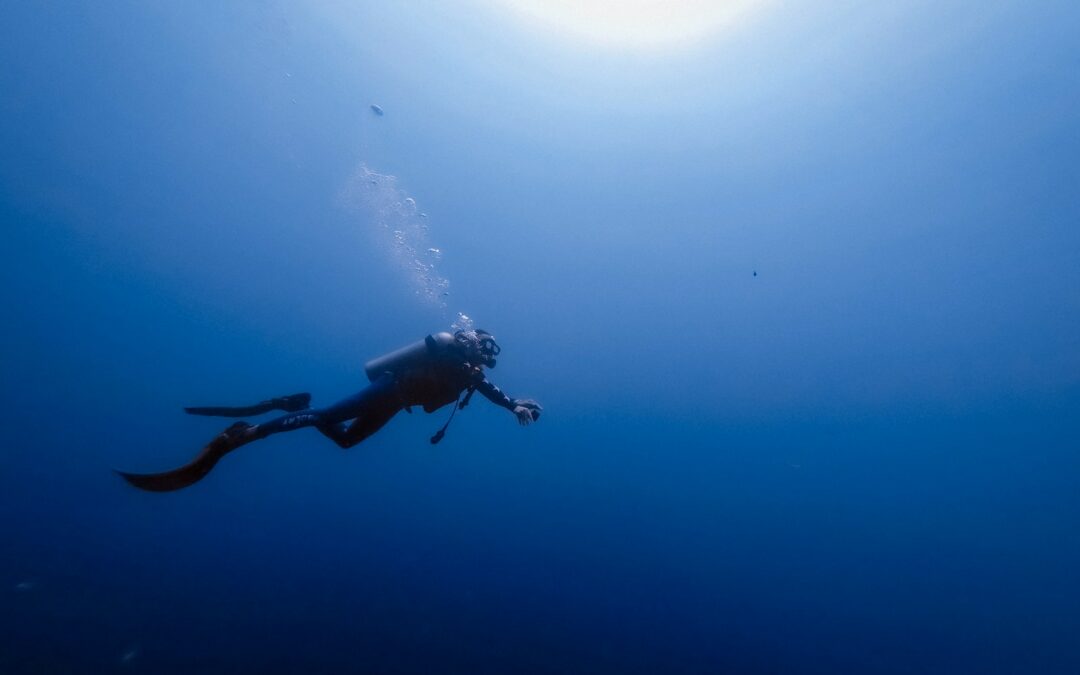 person swimming under water photography